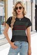 Womens Summer Tops Short Dolman Sleeve Crew Neck Striped Shirts Spring 2026 Fashion Beach Vacation Clothing_ecoleips.com