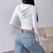 AD753 Fashionable Cross-Border Spring And Autumn New Knitted Ribbed Zipper Women's Sexy Hot Girl Hooded Cardigan_ecoleips.com