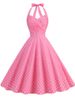 Elegant Polka Dot Party Dress Women Summer Halter High Waist 50s Vintage Fit And Flare Backless Retro Dresses_ecoleips.com