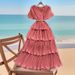 Vintage-Inspired Women's High Waist Tiered Maxi Dress V-Neck Elegant Beach Casual Wear Flowy Skirt Multiple Colors One Size Fits Most_ecoleips.com