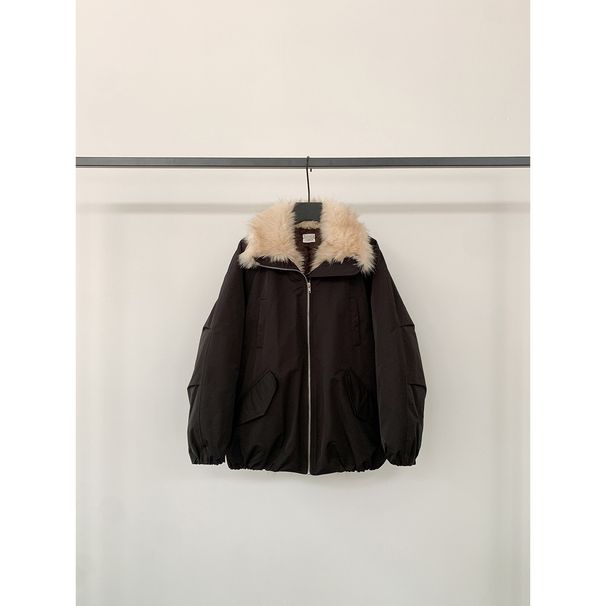 girl Yi En Ou Inbyin Mountain Eagle Fur Collar Patchwork Parka Down Jacket Women Barn Style Warm Cotton Coat Winter Outerwear_ecoleips.com