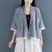 Diagonal Three-Button Short-Sleeved Pure Cotton Faux Two-Piece Shirt Women's Top With China-Inspired Retro Tea-Party Sty_ecoleips.com