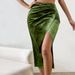 Voya European And American Women's Popular Sexy Split Hip Skirt With Fashionable Commuting Velvet Sexy Half Skirt Temperament_ecoleips.com