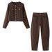Women's Clothing Fashion Retro Slim Fit Single Breasted Denim Suit With Wide Leg Pants_ecoleips.com
