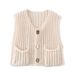 Aria Basics European And American Style For Women, Casual Loose Cardigan, Fashionable Versatile Vest Top, Sleeveless Knitted Sweater_ecoleips.com