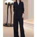 Women's Clothing High grade sun proof suit in summer chiffon splicing two piece jacket, high waist wide leg trousers, two piece suit_ecoleips.com