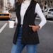 Men's/Women's Cotton Padded Vest Jacket – Lightweight Warm Fleece Lined, Stand Collar, Mid-Length, Casual Retro Style (Black, S/M/L/XL)_ecoleips.com