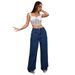 Women's High Waist Wide Leg Jeans Loose Straight Pants Slimming England Style Fashion Solid Color Pear Shaped Figure Fit Spring Autumn Wear_ecoleips.com
