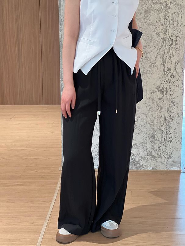 Suitable For All Seasons Si Linen Tencel Wide-Leg For Women Summer Loose Drawstring Casual Straight Long Pants 9056_ecoleips.com