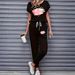Women's Color Block Trim Casual Suit European American Style Simple Loose Fit Short Sleeve for Spring Summer Autumn_ecoleips.com