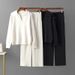 Women's Elegant Knitted Set European American Style Spring Autumn Loose Polo Collar Sweater Wide Leg Pants Two Piece Outfit_ecoleips.com