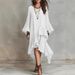 New Elegant Asymmetrical Ruffled Black Dress Style Women's Clothing Spring Summer_ecoleips.com