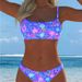 New Women's Two Piece Bikini Set Fashion Swimsuit Classic Floral Print Blue_ecoleips.com