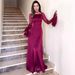 Women's Clothing Autumn Style Women's Tie Waist Ruffled Fitted Dress Gentle Breeze And Snow Flowy Fabric_ecoleips.com