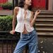 European And American Style Women's Clothing 2025 Autumn New Fashion Street Sexy Cropped Slim-fit Tie-up Sleeveless Tank_ecoleips.com