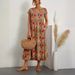 2024 Cross-Border Trade European And American New Fashion Women's Loose Cotton Linen Sleeveless Round Neck Printed_ecoleips.com