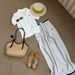 Old Qian High-Waist Minimalist Embroidered Bee Pattern Linen Pants Wide Leg Elastic Waistband Loose Fit Women's Bottoms_ecoleips.com