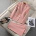 Women's Pink Blazer Suit Set – Elegant Office Wear For Work, Interviews & Events (Trendy Two-Piece Formal Suit, Professional & Chic Style)_ecoleips.com