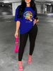 Women's Casual Fashion Lip Print Letter Pattern Print Loose T-shirt+cropped Pants Two-piece Home Sportswear Daily Wear-402_ecoleips.com