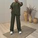 Women's Casual Two-Piece Set: Solid Color Top With High-Waisted Straight-Leg Pants For Everyday Elegance_ecoleips.com