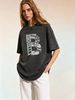 Women's Round Neck T-shirt, Retro Pattern, Loose Casual Street Style Short-sleeved Top._ecoleips.com