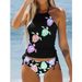 Women's Clothing Women's Plus Size Halter Neck Strappy Swimsuit Conservative Coconut Tree Print Two Piece Bikini Set Covers The Stomach_ecoleips.com