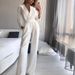 Women's long skirt jumpsuit slanted placket mid-waist temperament commuting jumpsuit_ecoleips.com