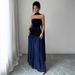 Elegant Strapless Bodycon Dress – Stretchy Midi-Length Formal Dress In Navy Blue (S-XL, Office To Evening Wear, Side Slit Detail)_ecoleips.com