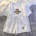 Women's Clothing Cotton Leisure Sports Suit Loose Short Sleeved Printed Two Piece Suit_ecoleips.com