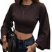 Women's Slim Fit Long Sleeve T-Shirt Round Neck Short Flared Style Sexy Top For Spring/Summer_ecoleips.com