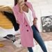 New Solid Lapel Medium Long Button Tweed Coat Women_ecoleips.com
