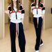 "Women's Stylish Color-Block Tracksuit Set Zip-Up Hoodie & Wide-Leg Pants Casual Autumn Outfit"_ecoleips.com