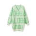 Women's Embroidered Cardigan Sweater – Oversized V-Neck Knit Top With Letter Design For Autumn & Winter_ecoleips.com