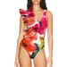 Women's Clothing Sexy Fashion One-piece Swimsuit Ruffled Printed Chiffon Dress Swimsuit Suit_ecoleips.com