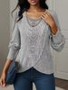 Women's Clothing Autumn Solid Color Lace Stitching Round Neck Women's Long Sleeve T_ecoleips.com