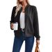 Women's Stylish Solid Color Casual Jacket With Zip-Up Design - Lightweight Polyester Blend, Versatile For Spring & Summer_ecoleips.com