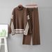 Women's High Neck Striped Cape And Wide Leg Pants Two Piece Set Casual Loose Fashion Suit European And American Style_ecoleips.com