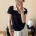 Summer New Style Women's Collared Color Block Knitted Top Short Sleeved T-Shirt Chic And Stylish_ecoleips.com