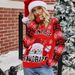 Christmas Sweater Women’s Knit Pullover – Santa Embroidery Oversized Holiday Jumper (S-XXXL, Black/Red)_ecoleips.com