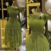 Elegant Floral Mesh Layered Dress – Slimming V-Neck Chiffon Maxi Dress With Ruffle Hem (One Size, Tea Green/Khaki/Navy/Pink)_ecoleips.com