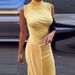 New Fashion Elegant Bodycon Dress Cinched Waist Pleated With Detachable Flowy Ribbon Side Slit Evening Casual Dress_ecoleips.com