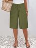 K New Women's Pocket Casual Five Quarter Shorts Mid Length Pants_ecoleips.com
