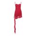 New European And American Cro-Border Women's Fashion Sexy Mesh Irregular Ribbon Slim Fit Backle Strap Short_ecoleips.com
