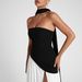 Summer Elegant Sexy off Shoulder Slit Dress for Women Black And White Color Blocking Scarf European American Style_ecoleips.com