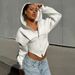 G24TP143 New Street Style European And American Long Sleeve Fleece Zipper Hooded Sweatshirt Casual Jacket For Women_ecoleips.com