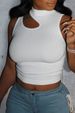 Women's Clothing Off-Shoulder High Elastic Vest Top Women's Slim Fit Round Neck White Sleeveless Breathable Fashion Hot Girl Inner Layer_ecoleips.com