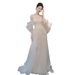 French Style Morning Off-Shoulder Bride Wedding Reception Outing Gown High-End Light Luxury Banquet Evening Dress Niche_ecoleips.com