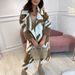 Women's Clothing Autumn Various Color Matching Fashion Long Sleeved Lapel Coat Printed Woolen Coat_ecoleips.com