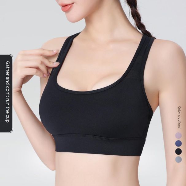 Women's Clothing New Sports Underwear Shockproof High-strength Running Fitness Yoga Underwear Sports Fixed One-piece Cup Beautiful Back Bra_ecoleips.com