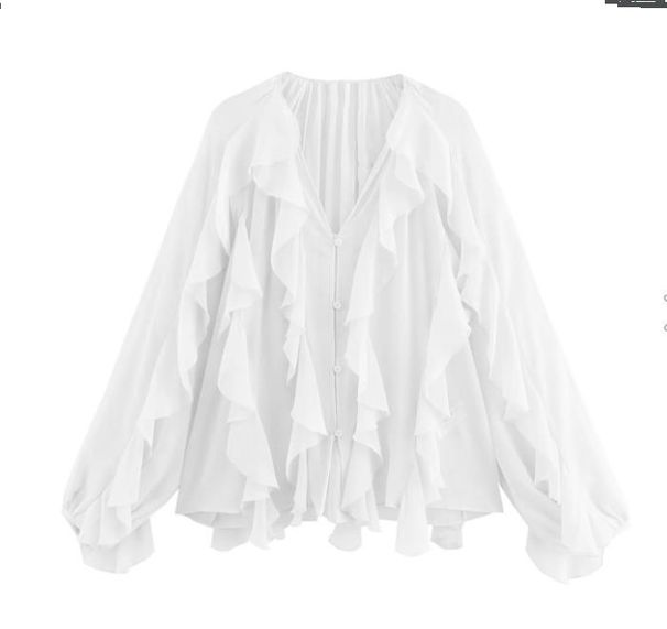 Women's Clothing Summer New Fashion Lapel Ruffles Loose Bow Long-sleeved Shirt Tops_ecoleips.com